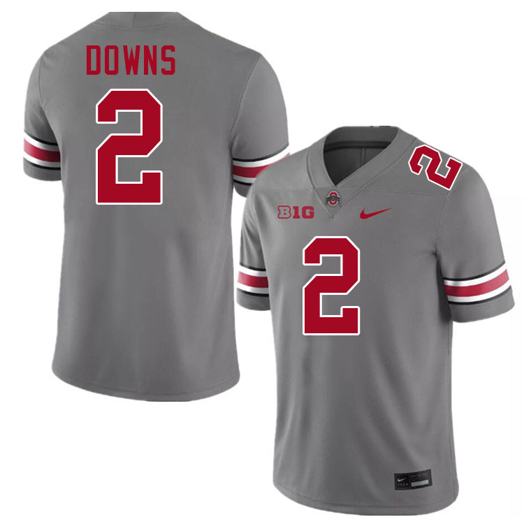 Men #2 Caleb Downs Ohio State Buckeyes College Football Jerseys Stitched-Grey